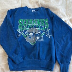 LOGO 7 vintage Seattle Seahawks Blue Crewneck Sweater